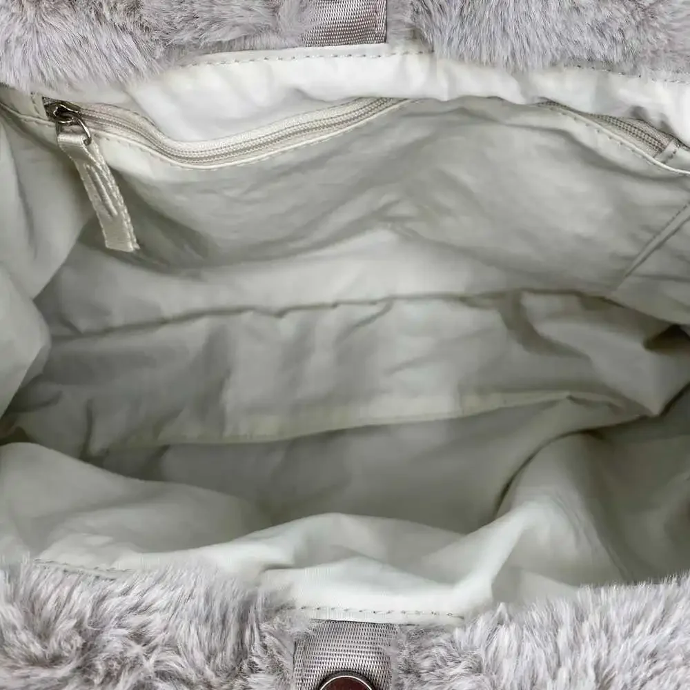 Nike Gray White Fuzzy Tote Bag | Nylon & Polyester Tote, OS - Picture 8 of 8
